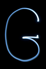 Image showing The letter G from neon light. 