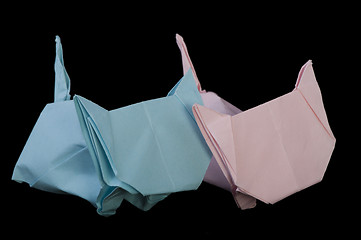 Image showing Two cats origami