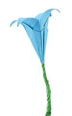 Image showing Origami blue flower white isolated.