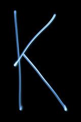 Image showing The letter K from neon light.