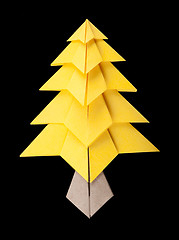 Image showing Yellow christmas tree black isolated 