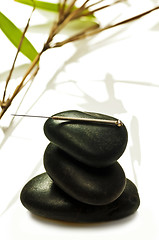 Image showing acupuncture needle on stone