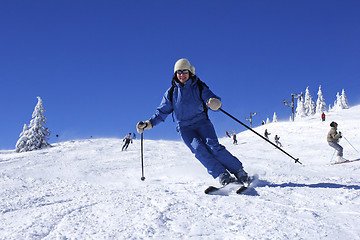 Image showing woman skiing