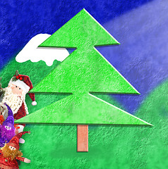 Image showing christmas card funny Santa and elves