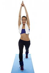 Image showing Fit woman doing stretching exercise