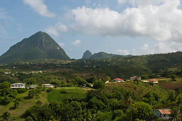 Image showing The Pitons in Saint Lucia