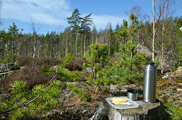 Image showing Coffee break in forest