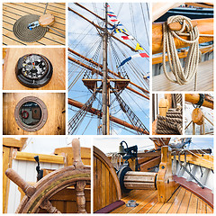 Image showing Ancient sailing vessel collage.Yachting concept