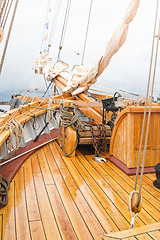 Image showing Close-up shot of rope. Taken at a shipyard. 