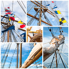 Image showing Ancient sailing vessel collage.Yachting concept