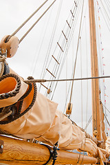 Image showing Close-up shot of rope. Taken at a shipyard. 