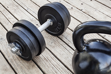 Image showing kettlebell and dumbbell