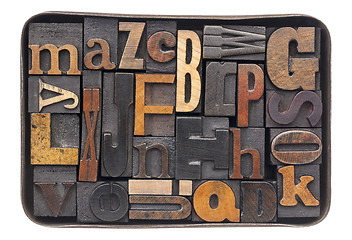 Image showing vintage wood alphabet in box