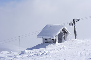 Image showing snow shelter on mountain top