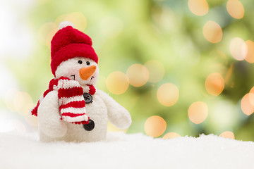 Image showing Cute Snowman Over Abstract Background