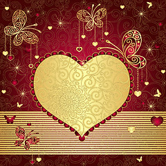 Image showing Gold and red valentine frame