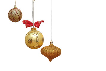 Image showing golden christmas baubles