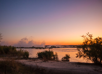 Image showing Victoria Falls at Sunset