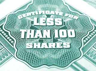 Image showing Certificate for less than 100 shares