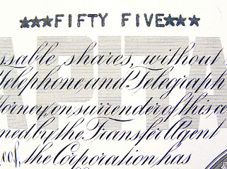 Image showing Fifty five shares close-up