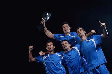 Image showing soccer players celebrating victory