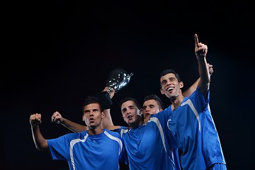Image showing soccer players celebrating victory