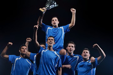 Image showing soccer players celebrating victory