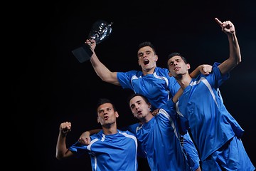 Image showing soccer players celebrating victory