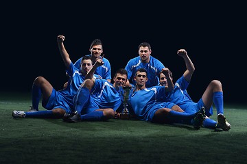 Image showing soccer players celebrating victory