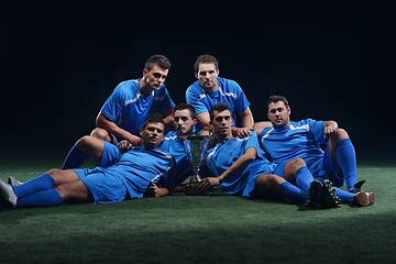 Image showing soccer players celebrating victory