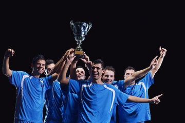 Image showing soccer players celebrating victory