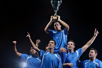 Image showing soccer players celebrating victory