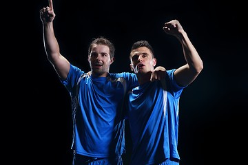 Image showing soccer players celebrating victory