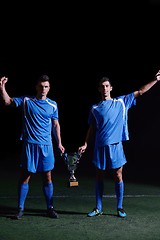 Image showing soccer players celebrating victory