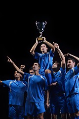 Image showing soccer players celebrating victory