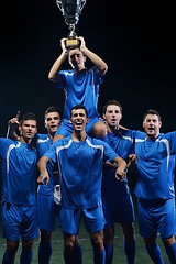 Image showing soccer players celebrating victory