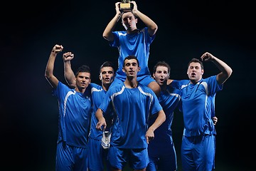 Image showing soccer players celebrating victory