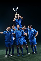 Image showing soccer players celebrating victory