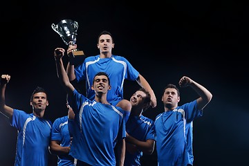 Image showing soccer players celebrating victory