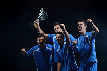 Image showing soccer players celebrating victory