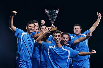 Image showing soccer players celebrating victory