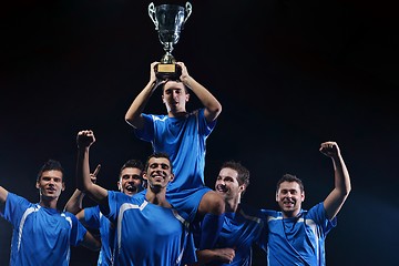 Image showing soccer players celebrating victory