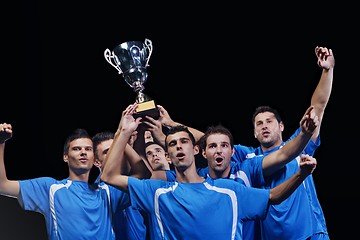 Image showing soccer players celebrating victory