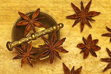 Image showing star anise with mortar