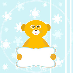 Image showing Cute smile lemur with empty blank. winter card
