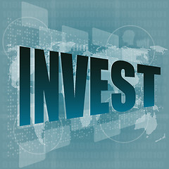 Image showing Pixeled word invest on digital screen - business concept