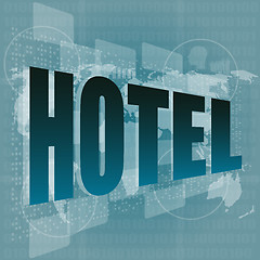 Image showing Pixeled word hotel on digital screen - business concept