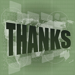 Image showing Thank you - thanks word on digital screen - social
