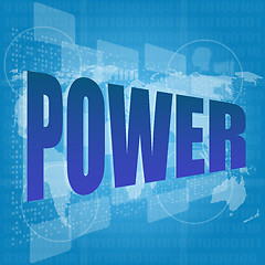 Image showing learn concept: words power on digital screen