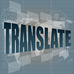 Image showing business concept: words translate on digital screen